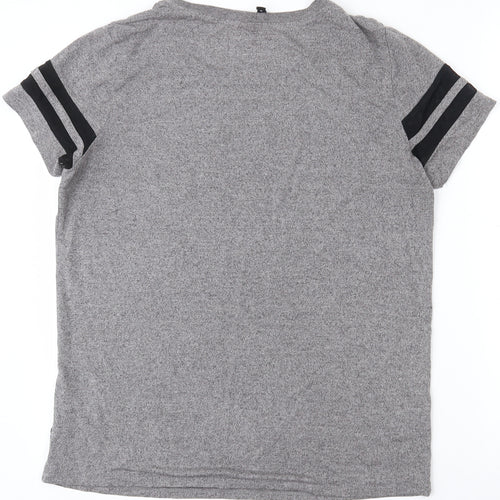 H&M Womens Grey  Polyester Basic T-Shirt Size S Round Neck