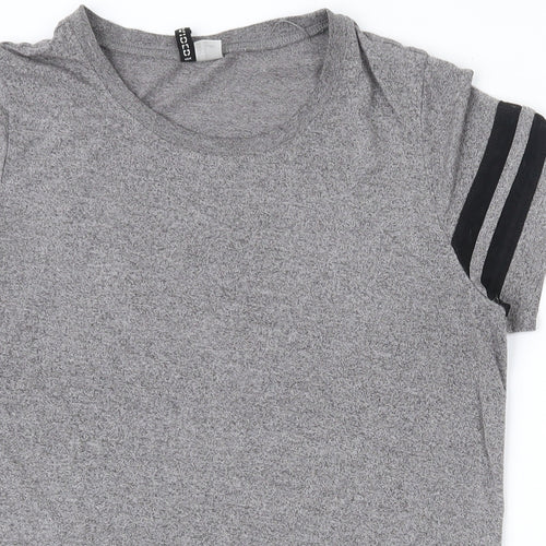H&M Womens Grey  Polyester Basic T-Shirt Size S Round Neck