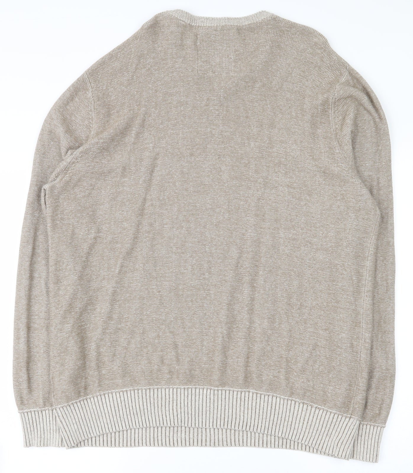 MANTARAY PRODUCTS Mens Beige V-Neck  Cotton Pullover Jumper Size XL