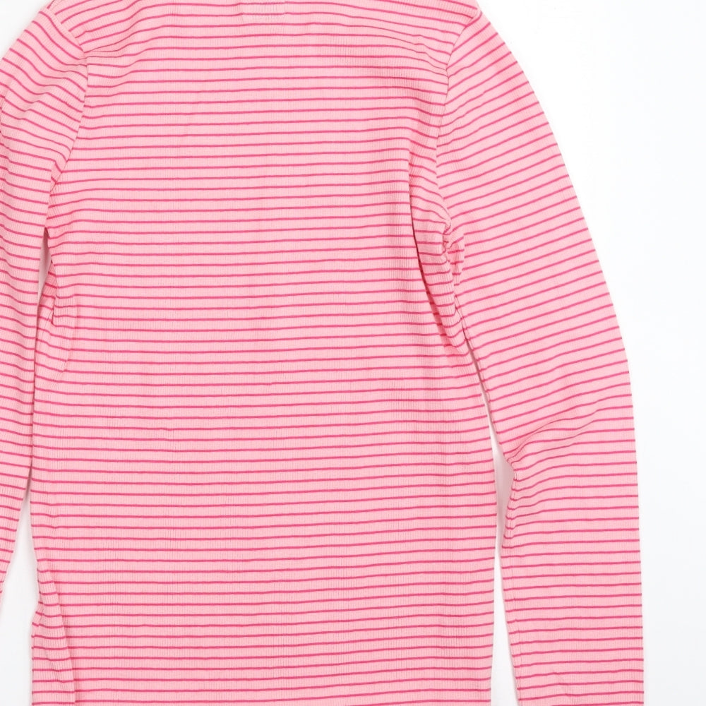 F&F Girls Pink Crew Neck Striped Cotton Pullover Jumper Size 13-14 Years  Pullover