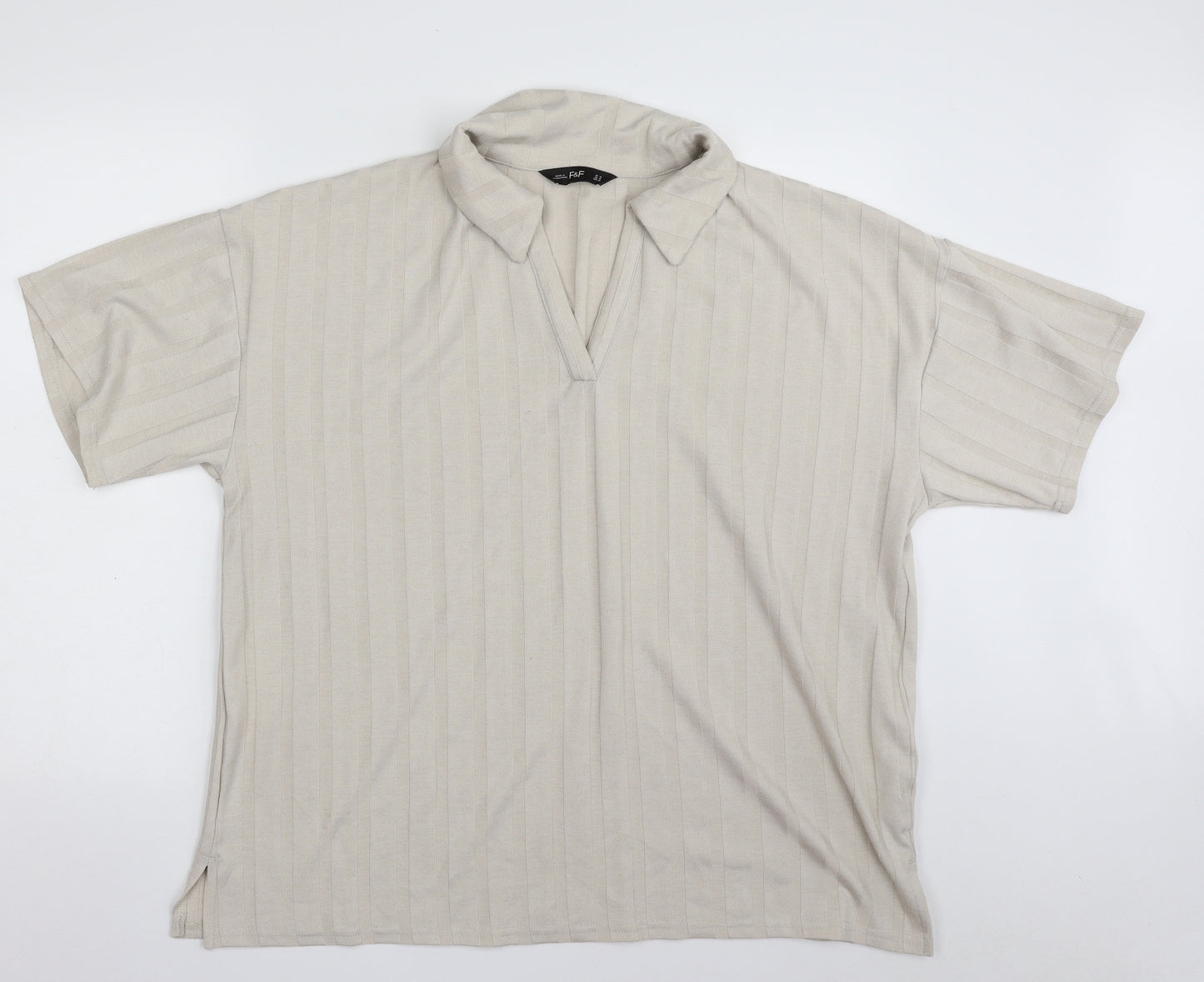 F&F Womens Beige Striped Polyester Pullover Sweatshirt Size 18  Pullover