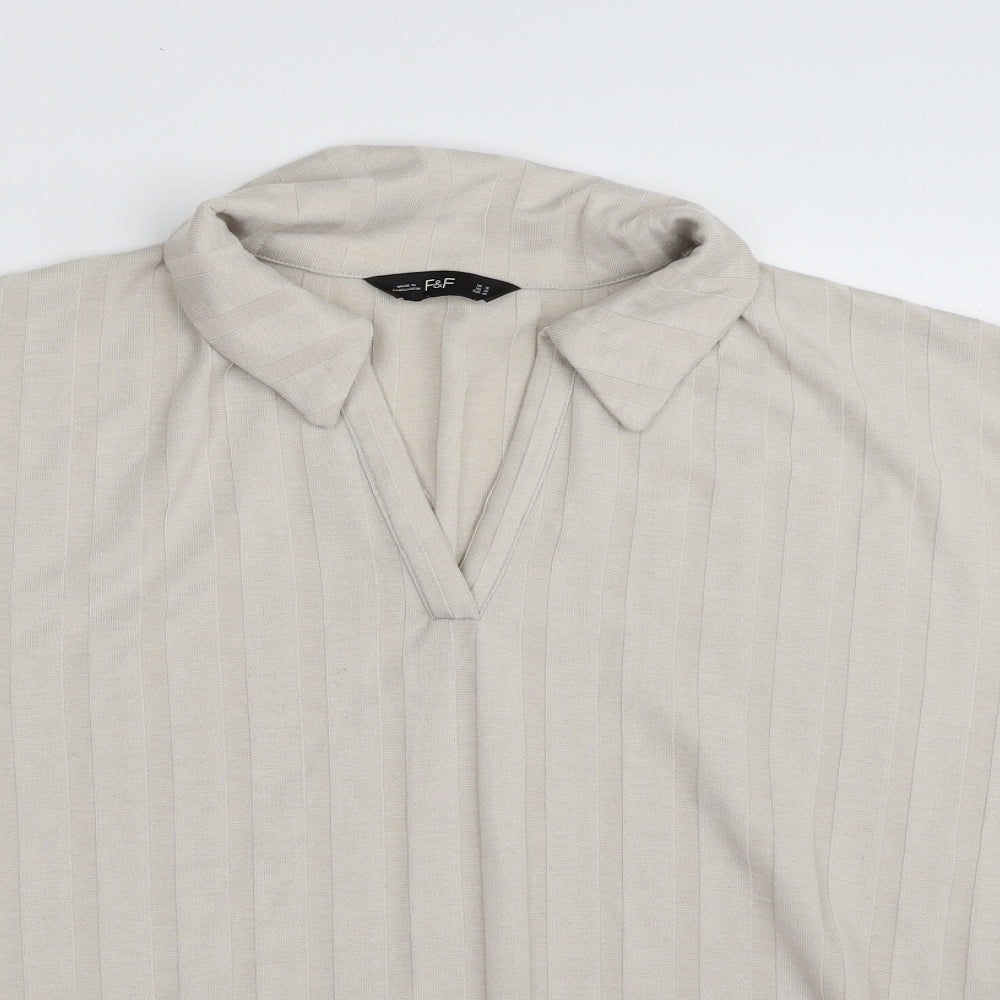 F&F Womens Beige Striped Polyester Pullover Sweatshirt Size 18  Pullover