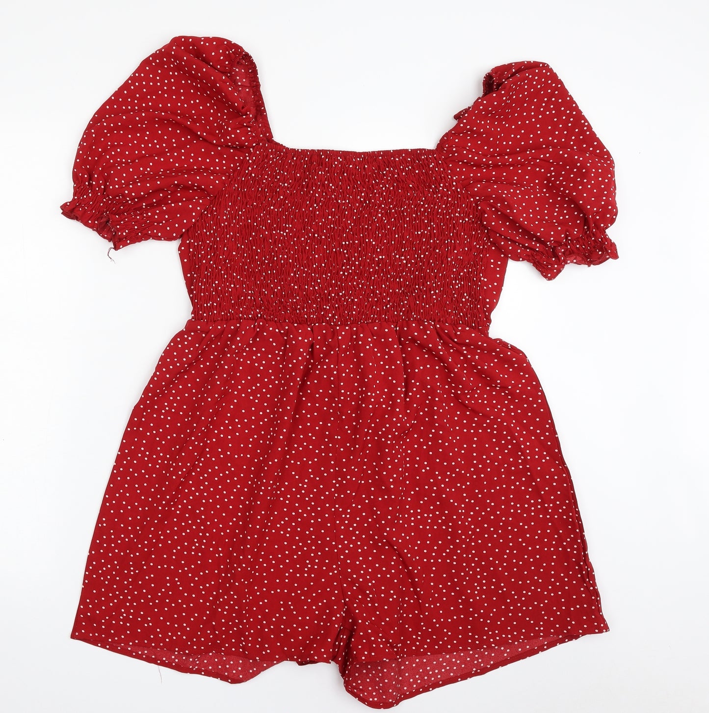 SHEIN  Womens Red Polka Dot Polyester Playsuit One-Piece Size XL  Pullover - Item Length -33in