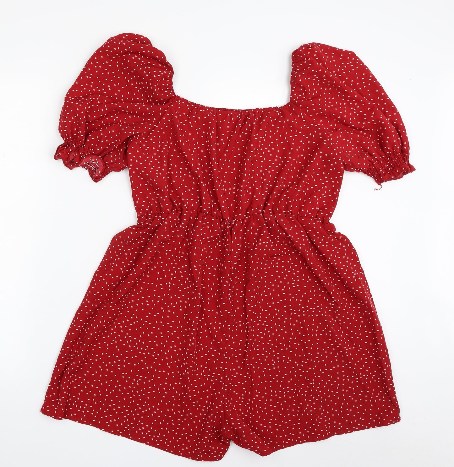 SHEIN  Womens Red Polka Dot Polyester Playsuit One-Piece Size XL  Pullover - Item Length -33in