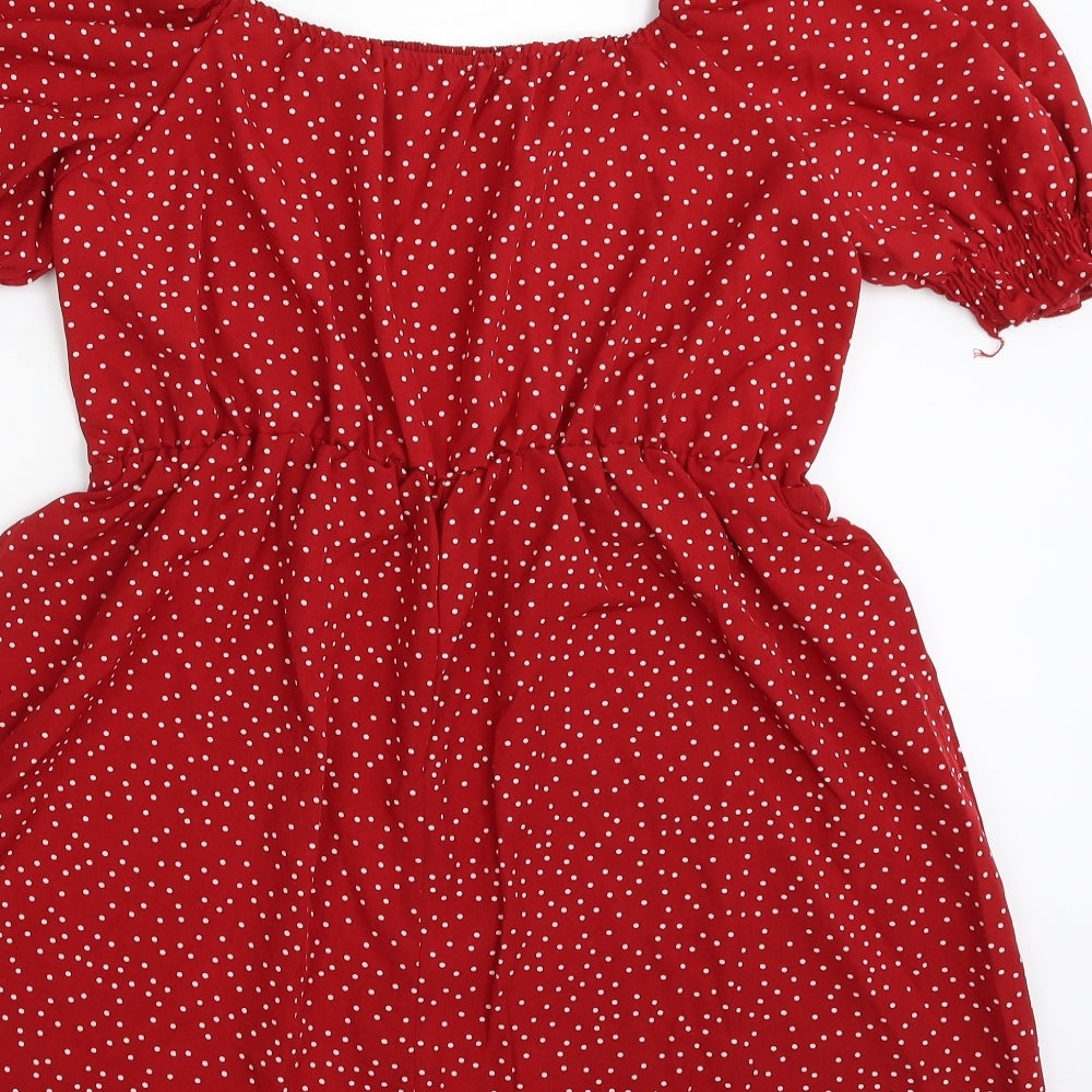 SHEIN  Womens Red Polka Dot Polyester Playsuit One-Piece Size XL  Pullover - Item Length -33in