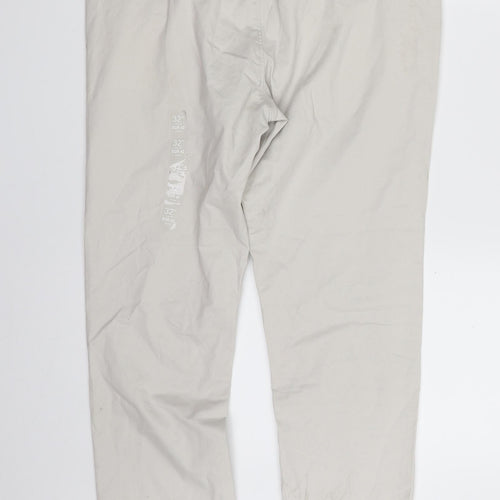 Dunnes Stores Mens Grey  Cotton Chino Trousers Size 32 in L30 in Slim Zip