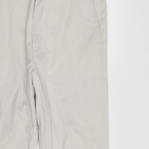 Dunnes Stores Mens Grey  Cotton Chino Trousers Size 32 in L30 in Slim Zip
