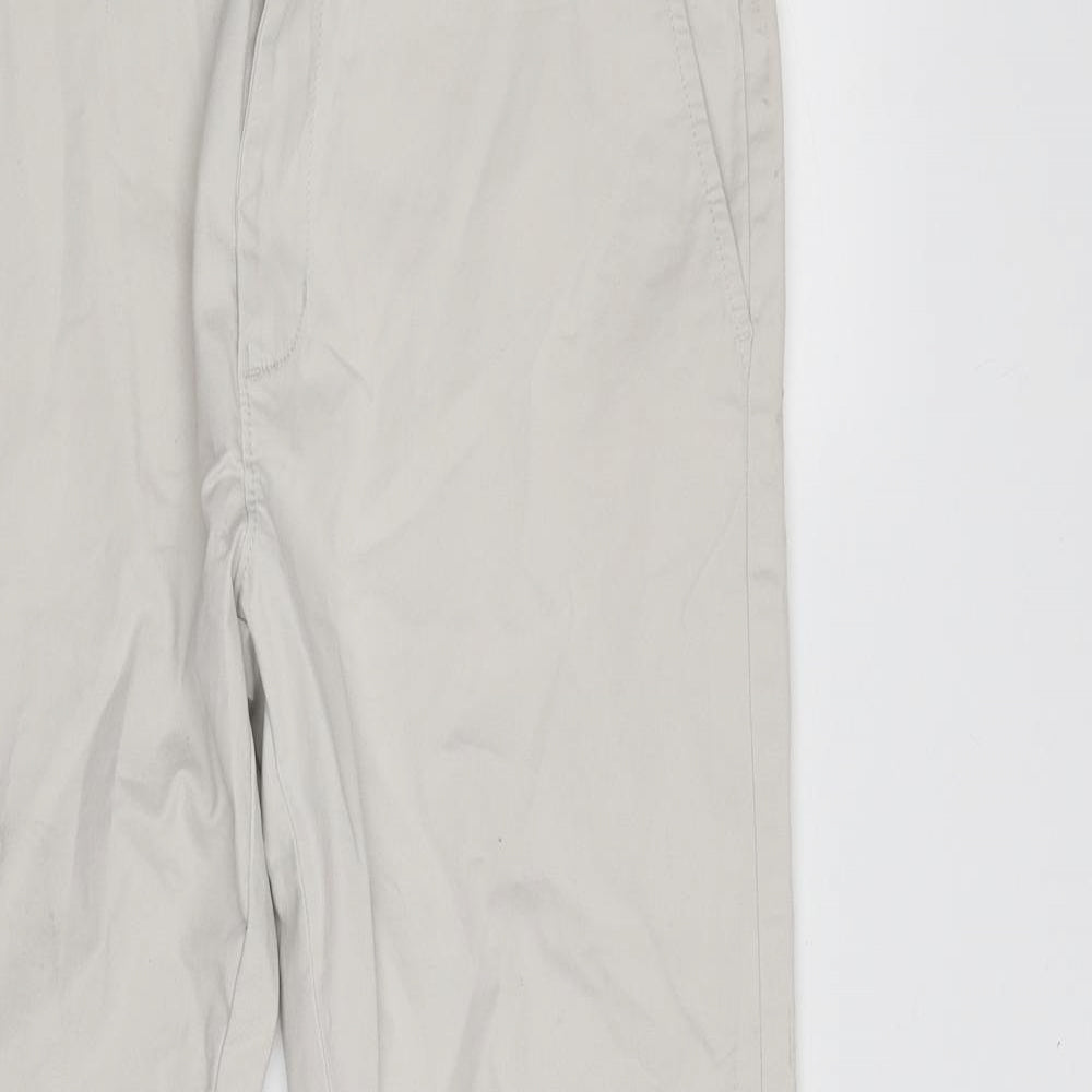 Dunnes Stores Mens Grey  Cotton Chino Trousers Size 32 in L30 in Slim Zip