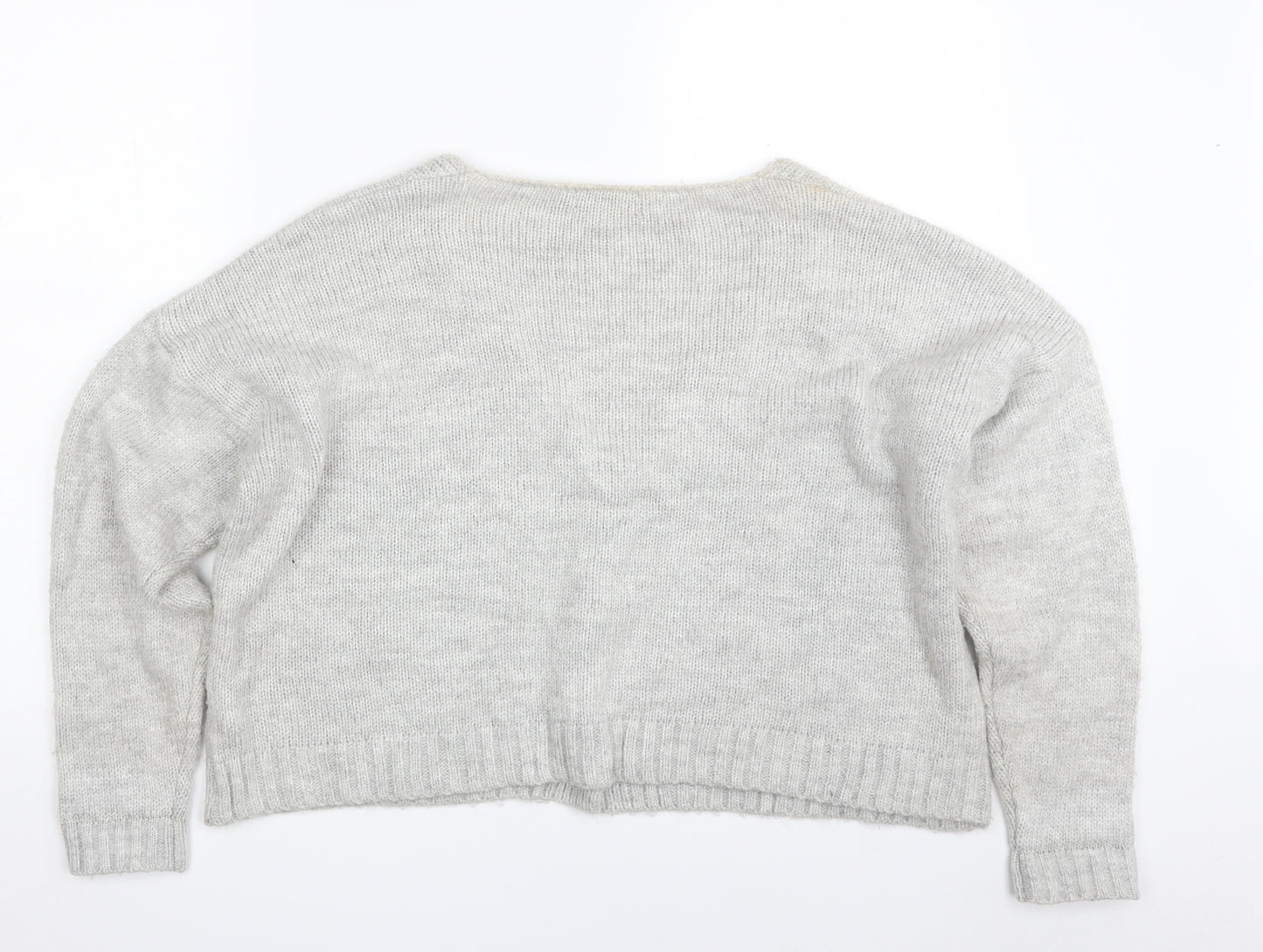 Nada del Riccio Womens Grey V-Neck  Acrylic Cardigan Jumper Size L