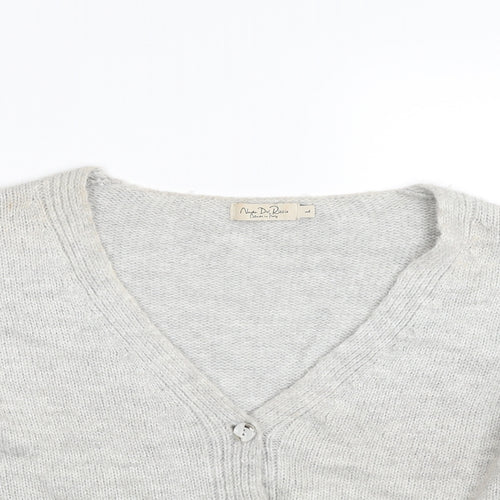 Nada del Riccio Womens Grey V-Neck  Acrylic Cardigan Jumper Size L
