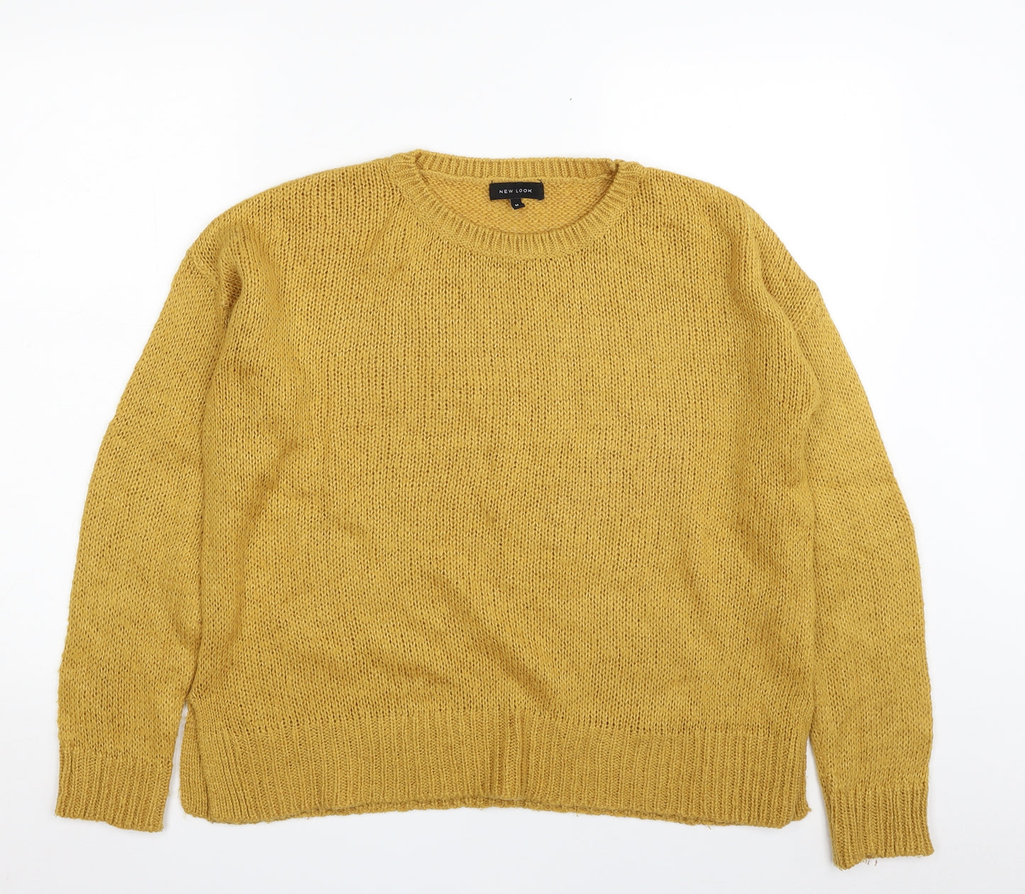 New Look Womens Yellow Crew Neck  Acrylic Pullover Jumper Size M
