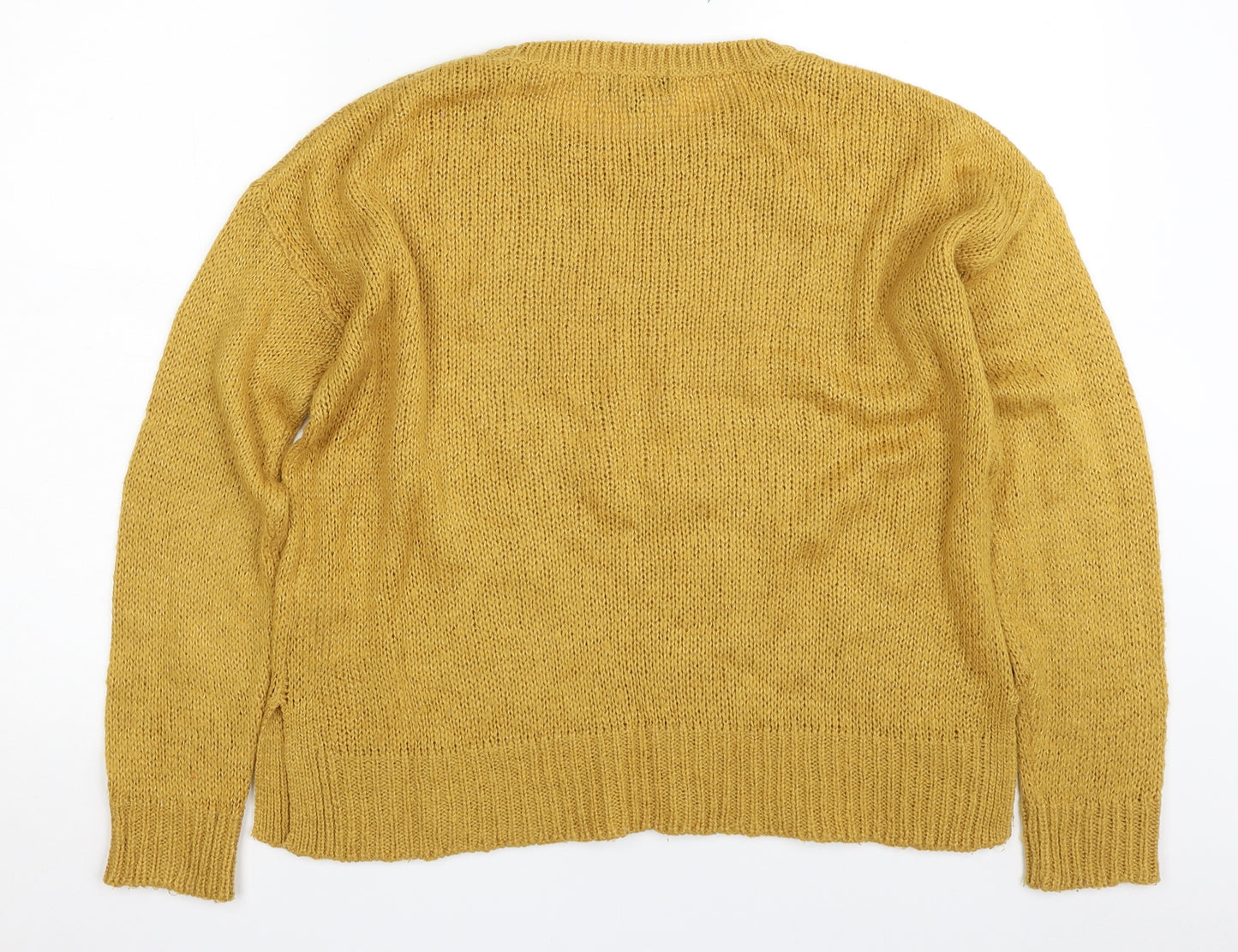 New Look Womens Yellow Crew Neck  Acrylic Pullover Jumper Size M
