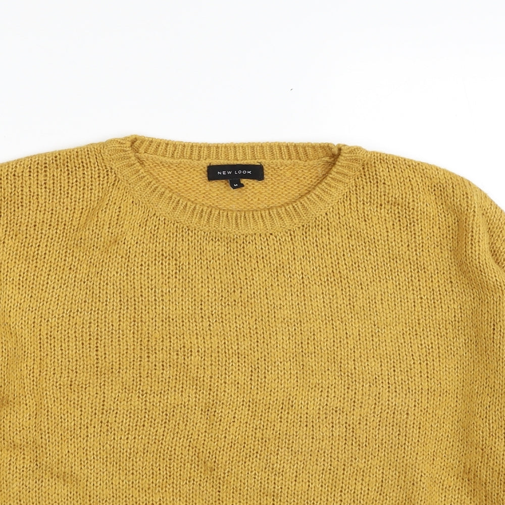 New Look Womens Yellow Crew Neck  Acrylic Pullover Jumper Size M