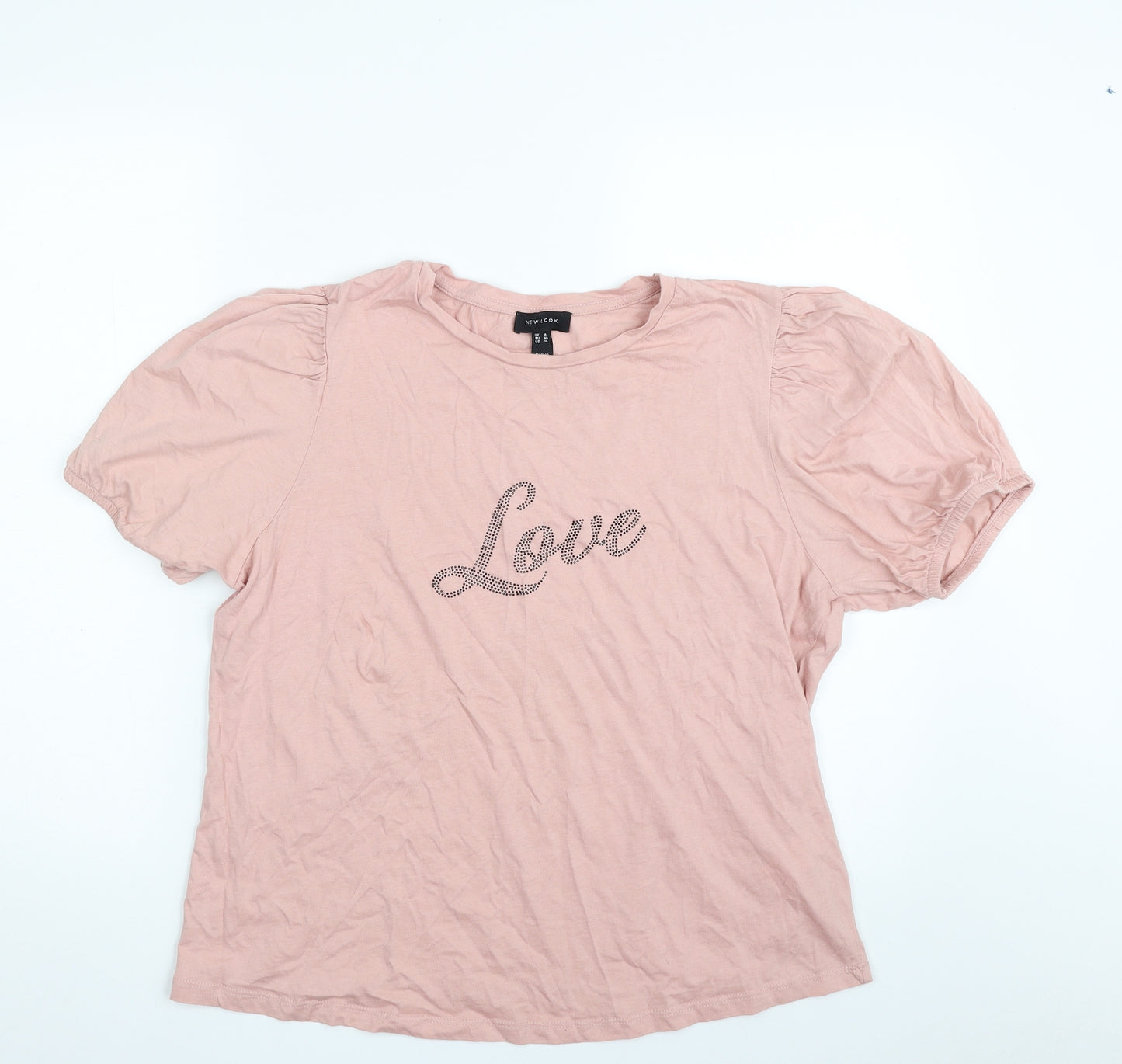 New Look Womens Pink  100% Cotton Basic T-Shirt Size 18 Crew Neck - Love