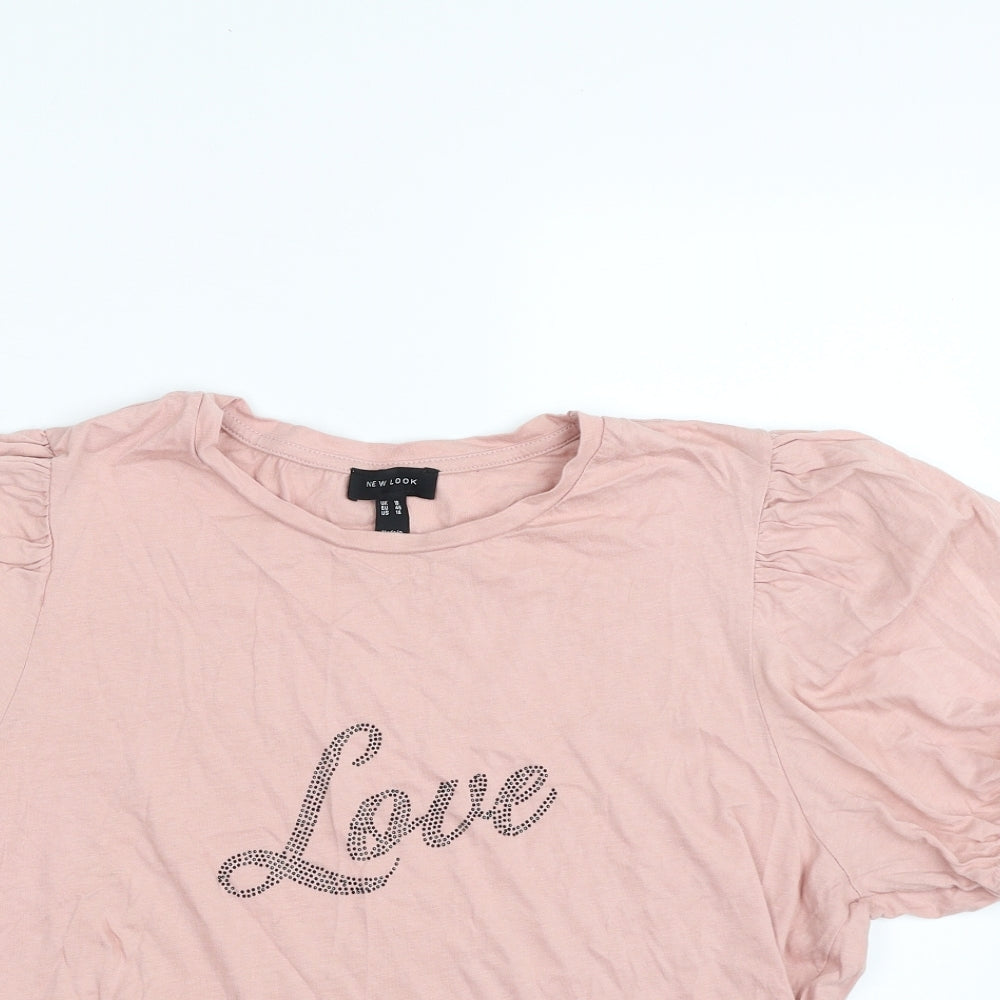 New Look Womens Pink  100% Cotton Basic T-Shirt Size 18 Crew Neck - Love