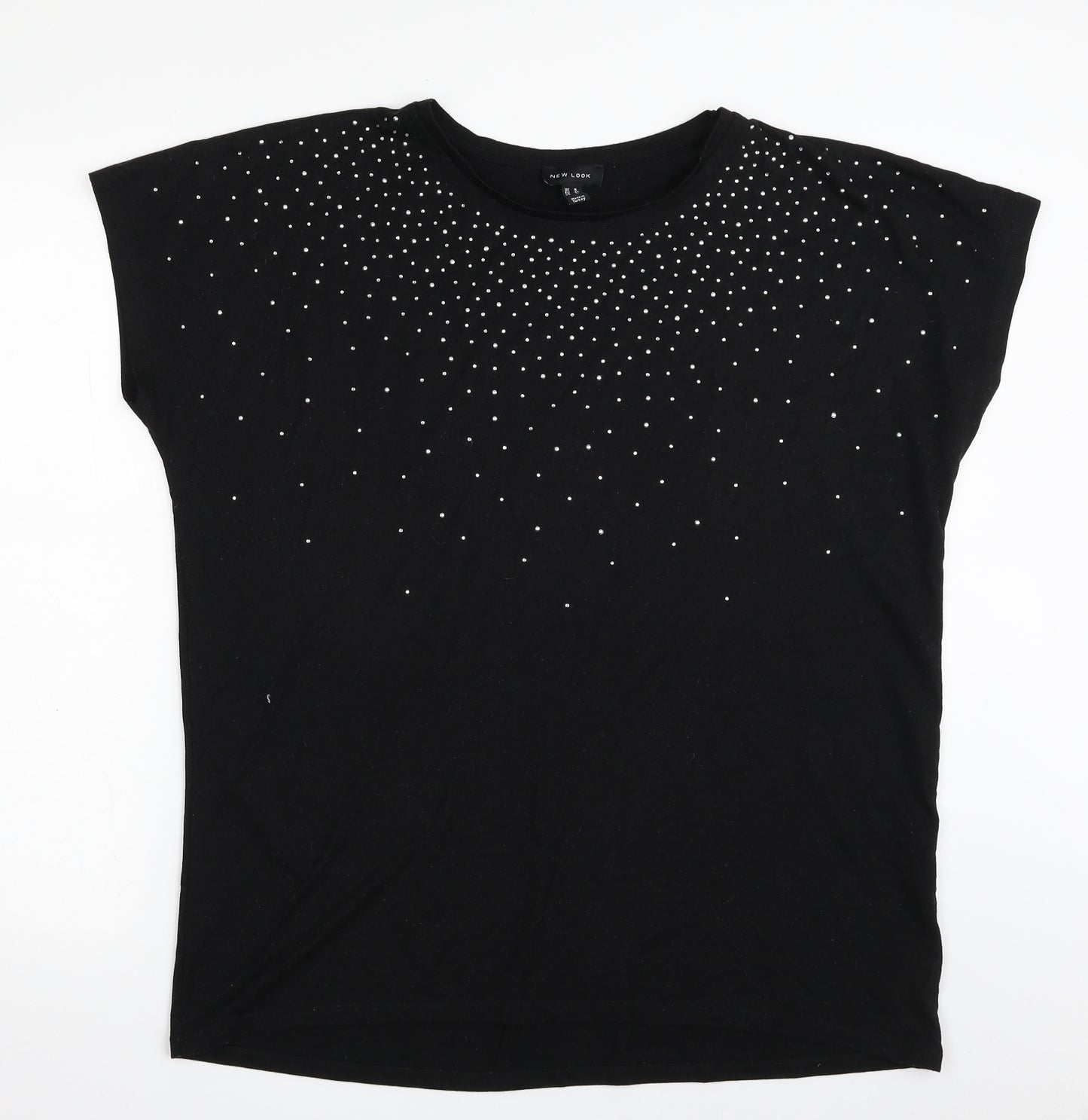 New Look Womens Black  Polyester Tunic T-Shirt Size 16 Crew Neck