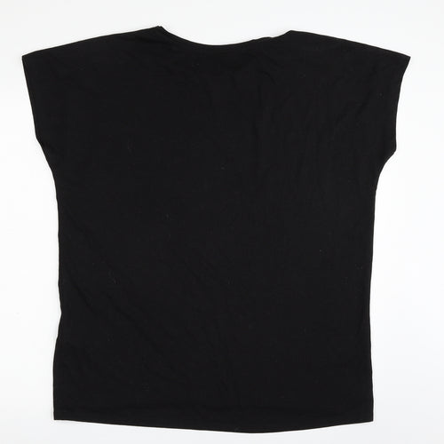 New Look Womens Black  Polyester Tunic T-Shirt Size 16 Crew Neck