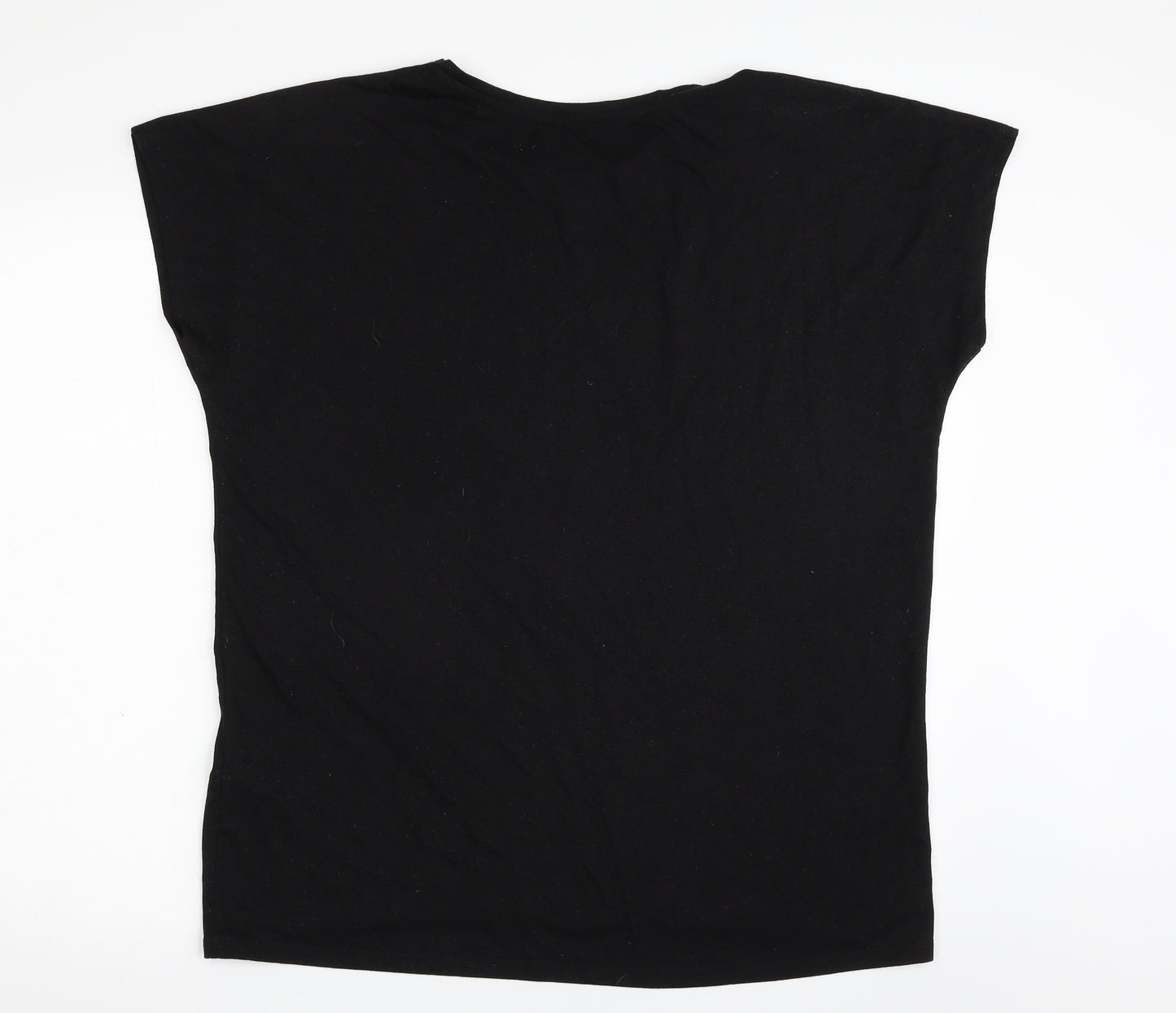 New Look Womens Black  Polyester Tunic T-Shirt Size 16 Crew Neck