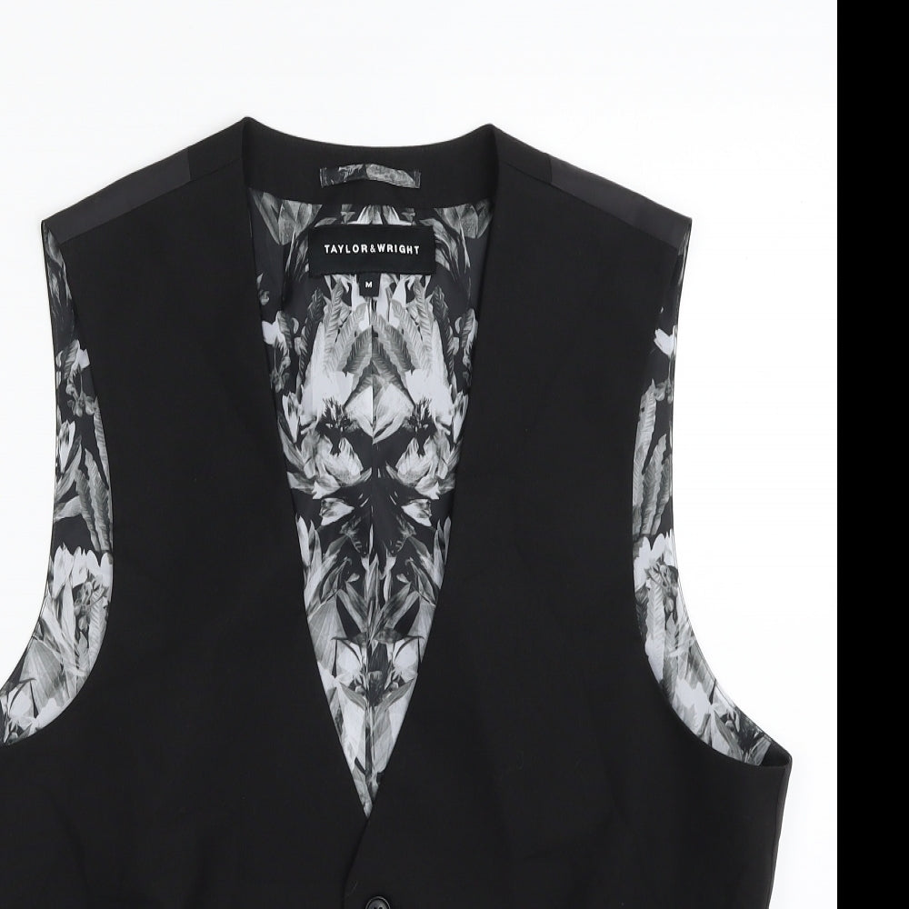 Taylor & Wright Mens Black   Jacket Waistcoat Size M  Button
