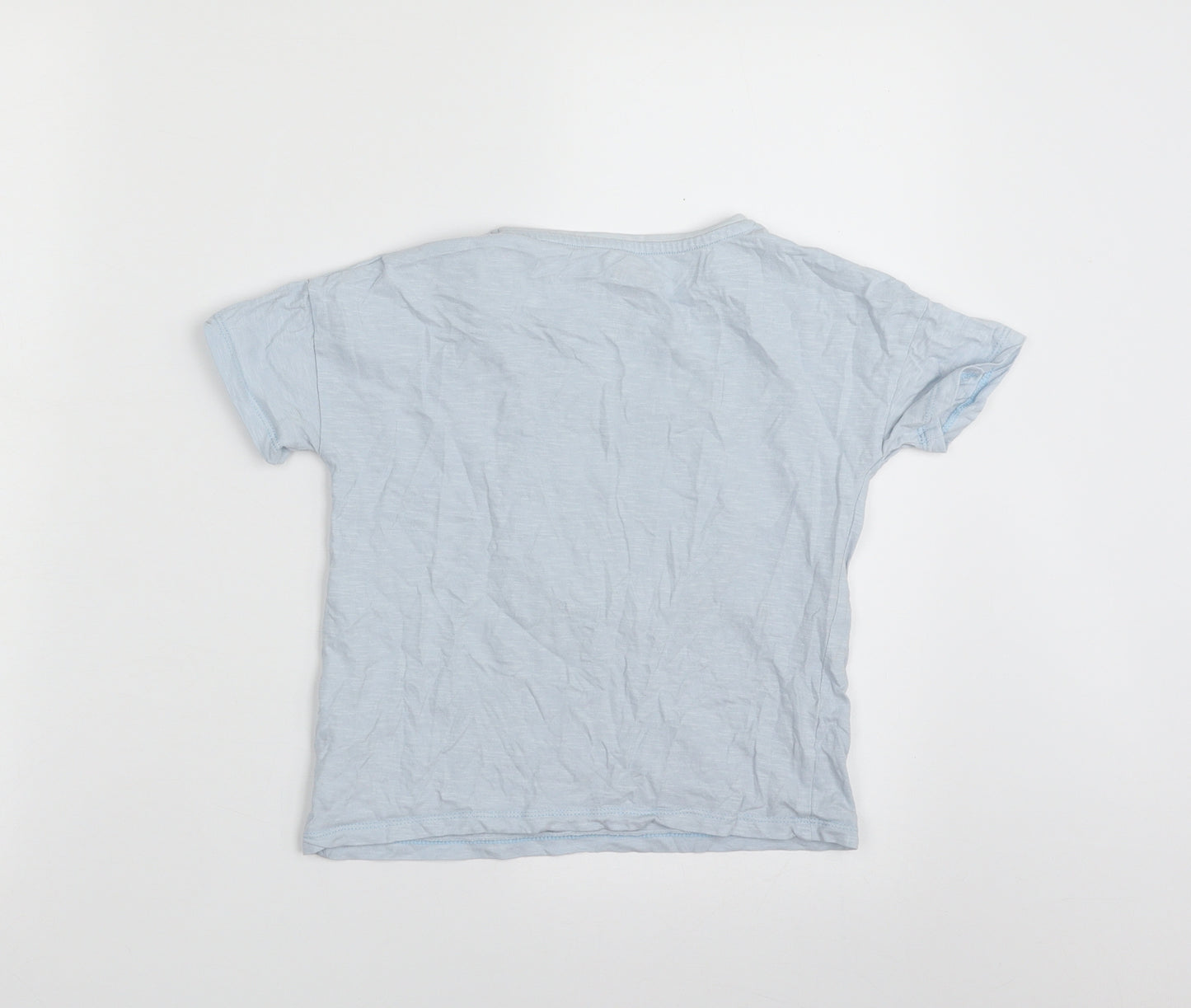 F&F Girls Blue  100% Cotton Basic T-Shirt Size 6-7 Years Crew Neck Pullover - Always in Full Bloom