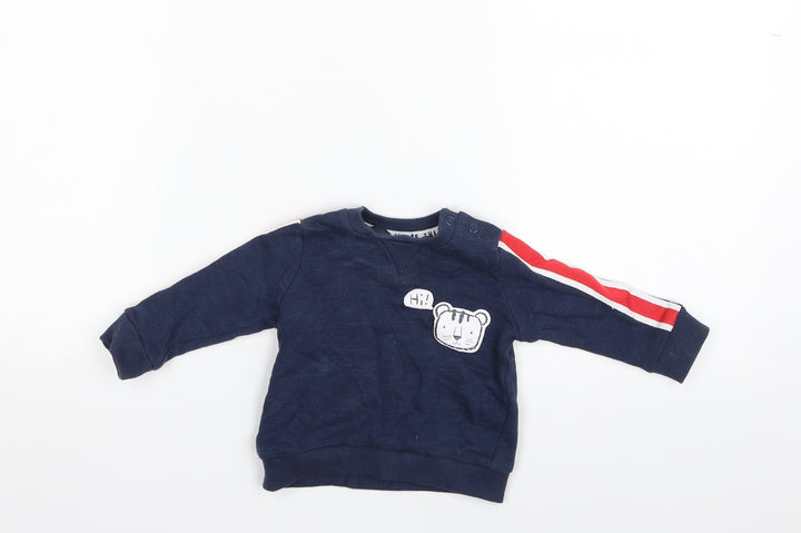 F&F Baby Blue Striped 100% Cotton Pullover Jumper Size 0-3 Months Pullover - Hi