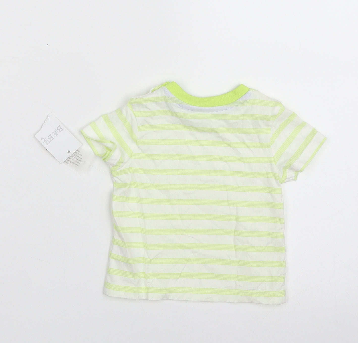 Matalan Boys Green Striped 100% Cotton Basic T-Shirt Size 0-3 Months Crew Neck Pullover