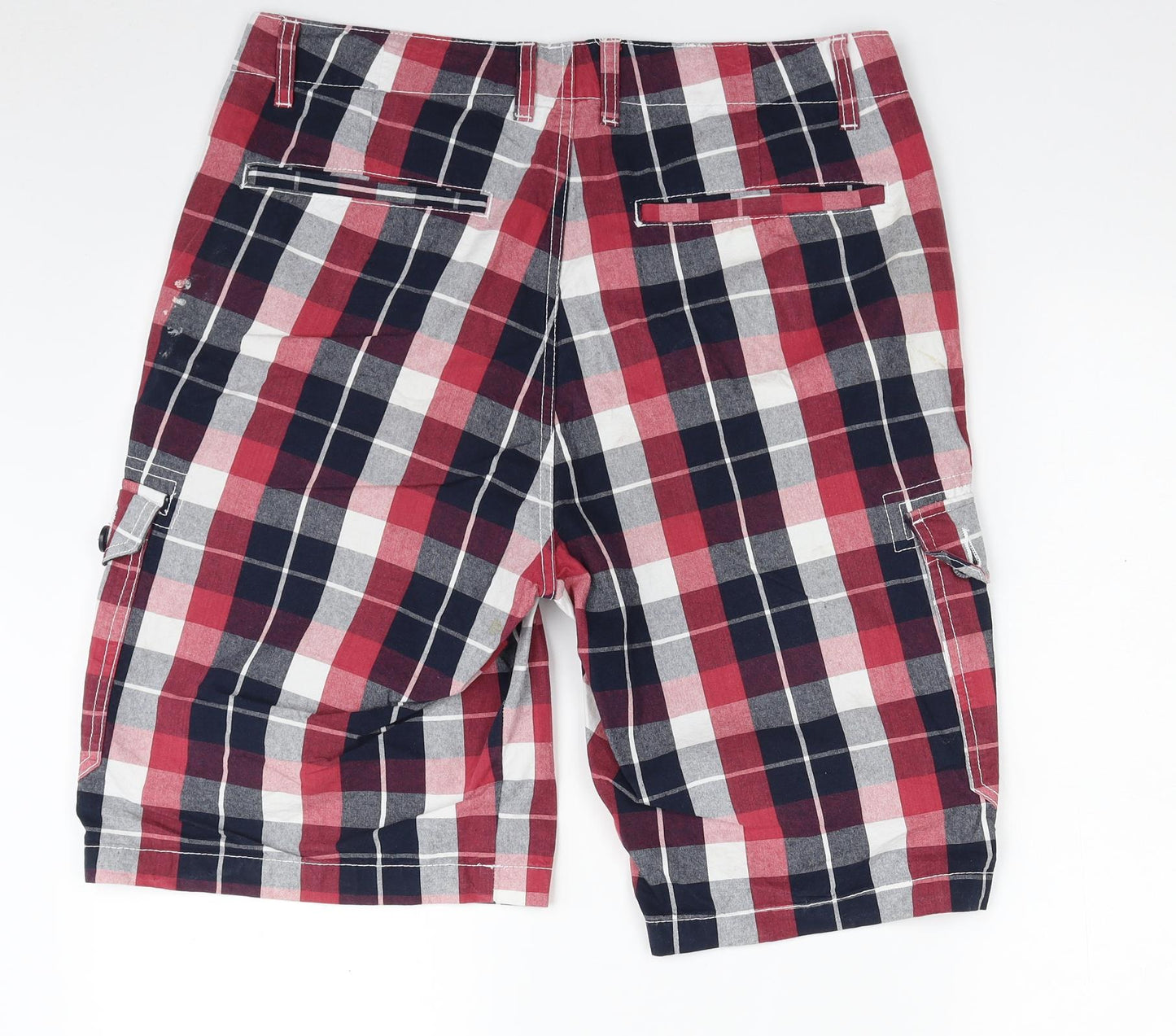 Lee Cooper Mens Multicoloured Check Cotton Cargo Shorts Size M L10 in Regular Zip