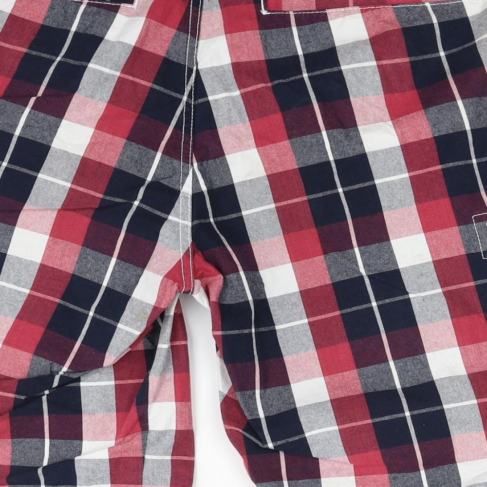Lee Cooper Mens Multicoloured Check Cotton Cargo Shorts Size M L10 in Regular Zip