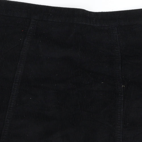 Denim & Co. Womens Black  Cotton A-Line Skirt Size 10   Button