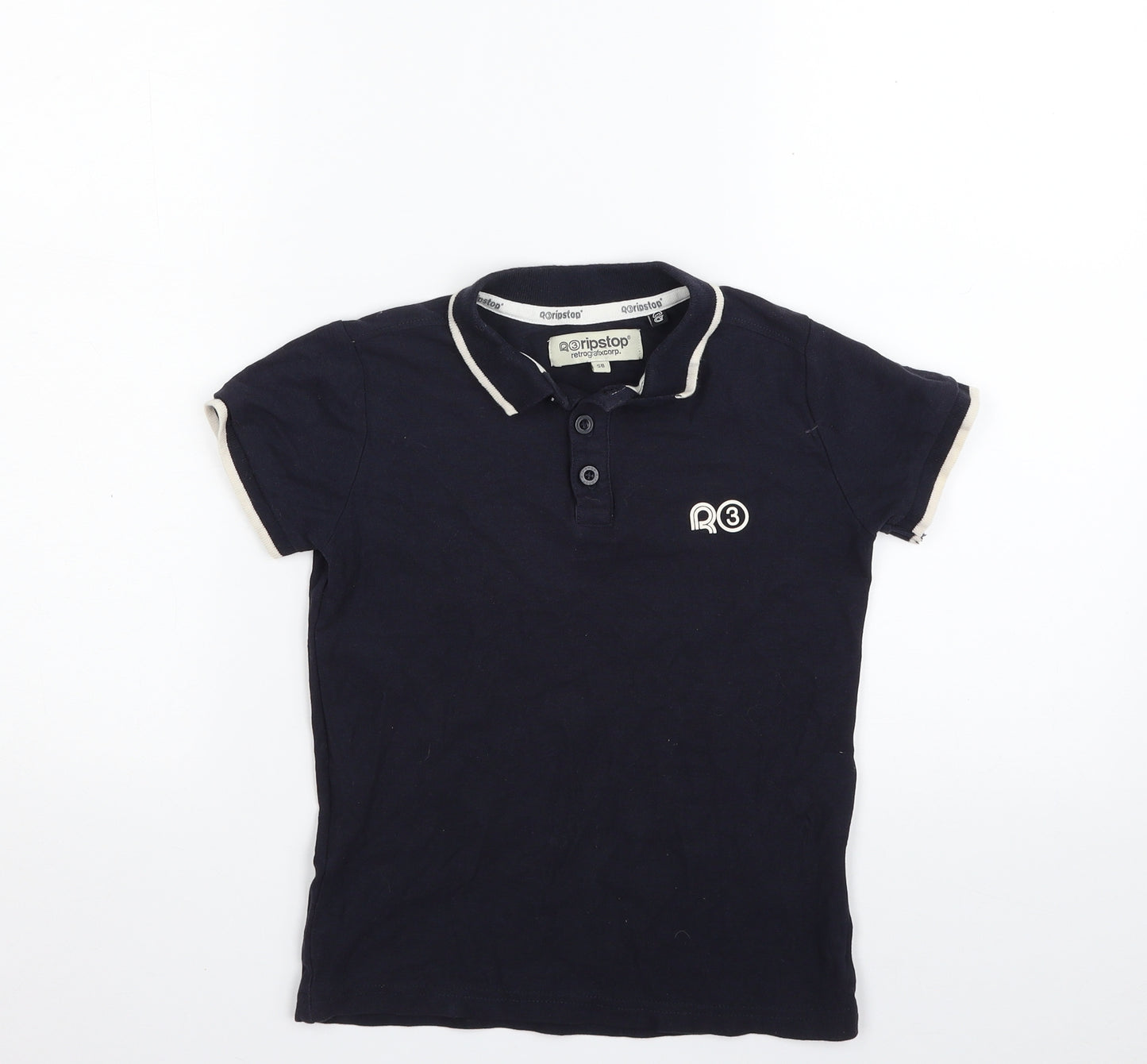 Ripstop Boys Blue  100% Cotton Basic Polo Size S Collared Button