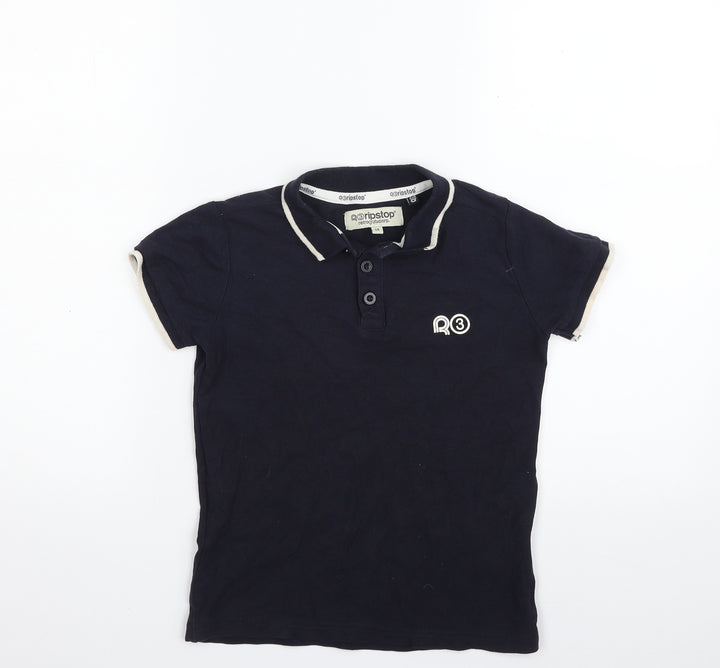 Ripstop Boys Blue  100% Cotton Basic Polo Size S Collared Button