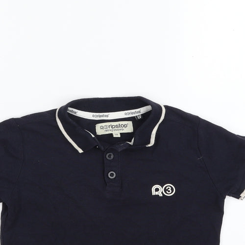 Ripstop Boys Blue  100% Cotton Basic Polo Size S Collared Button