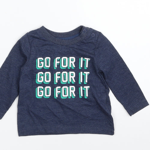 F&F Baby Blue  Cotton Basic T-Shirt Size 0-3 Months Crew Neck Pullover - Go for It