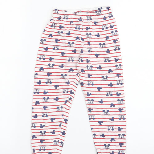 Mothercare Girls White Striped 100% Cotton Carrot Trousers Size 4-5 Years  Regular  - Disney