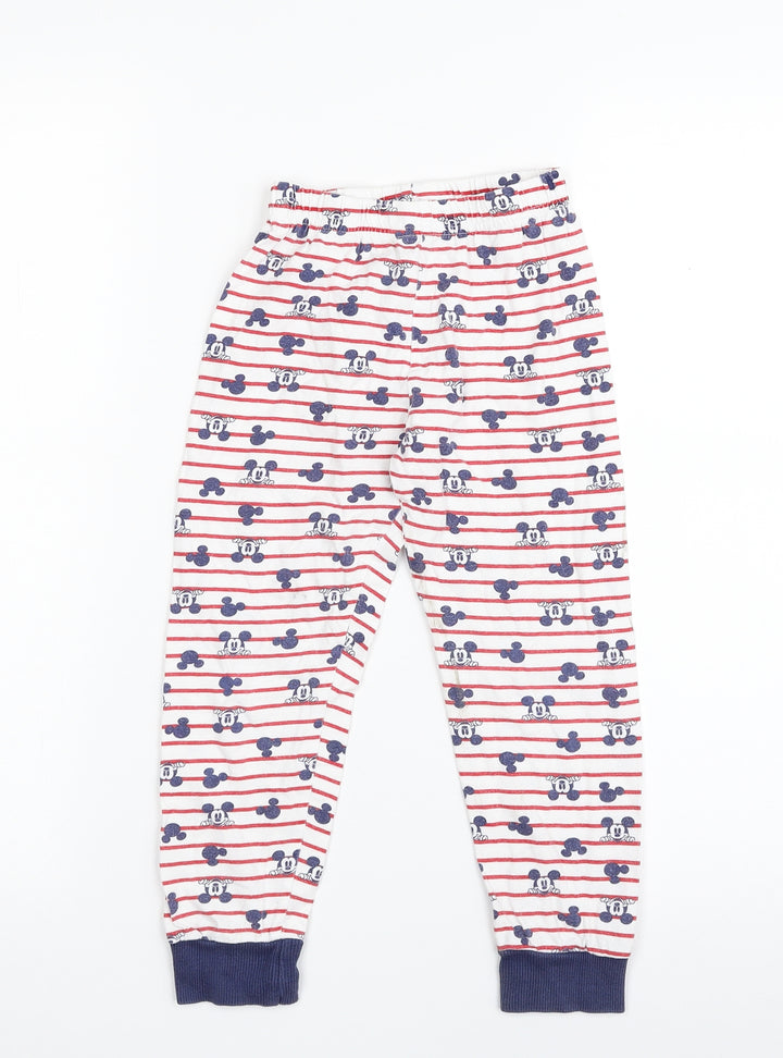 Mothercare Girls White Striped 100% Cotton Carrot Trousers Size 4-5 Years Regular - Disney