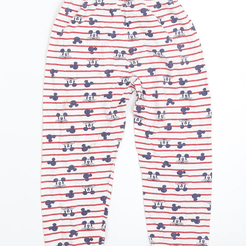 Mothercare Girls White Striped 100% Cotton Carrot Trousers Size 4-5 Years  Regular  - Disney
