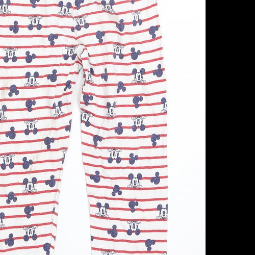 Mothercare Girls White Striped 100% Cotton Carrot Trousers Size 4-5 Years  Regular  - Disney