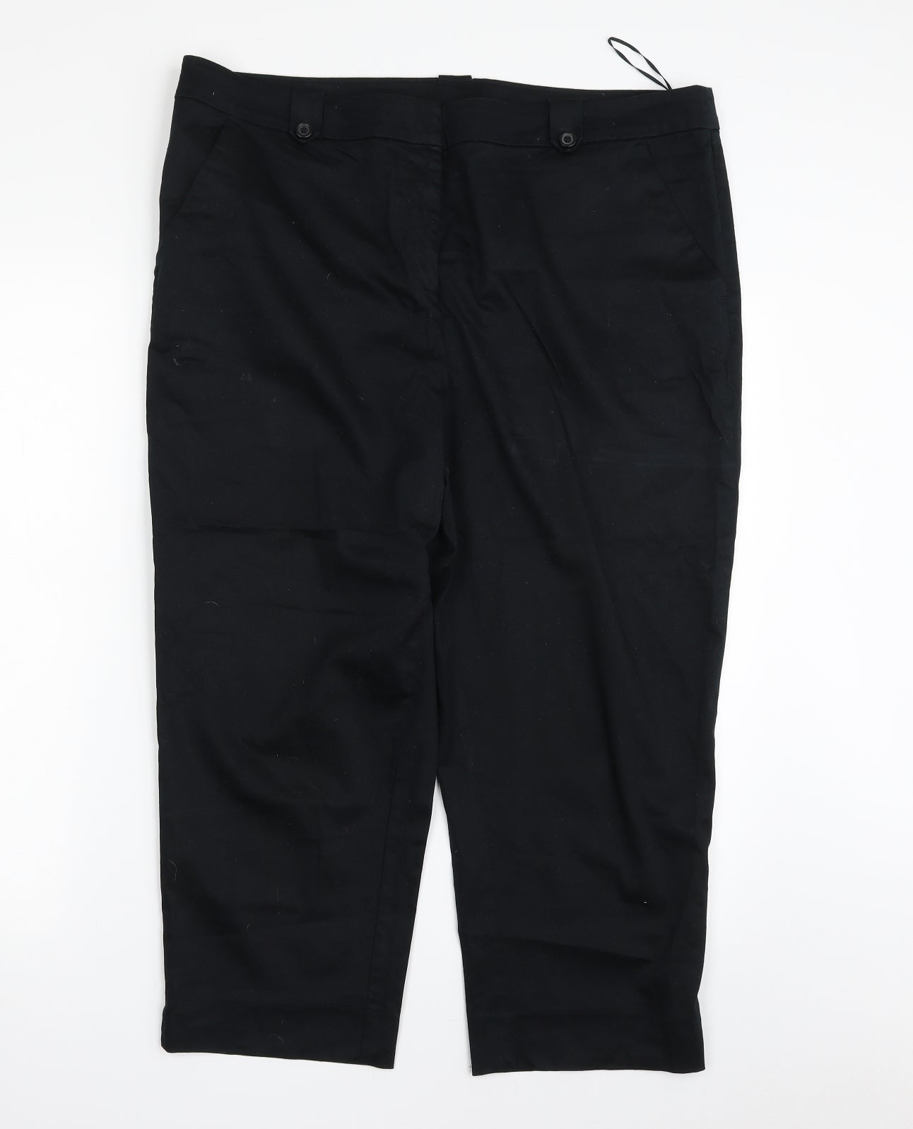 TU Womens Black  Cotton Capri Trousers Size 18 L23 in Regular Zip