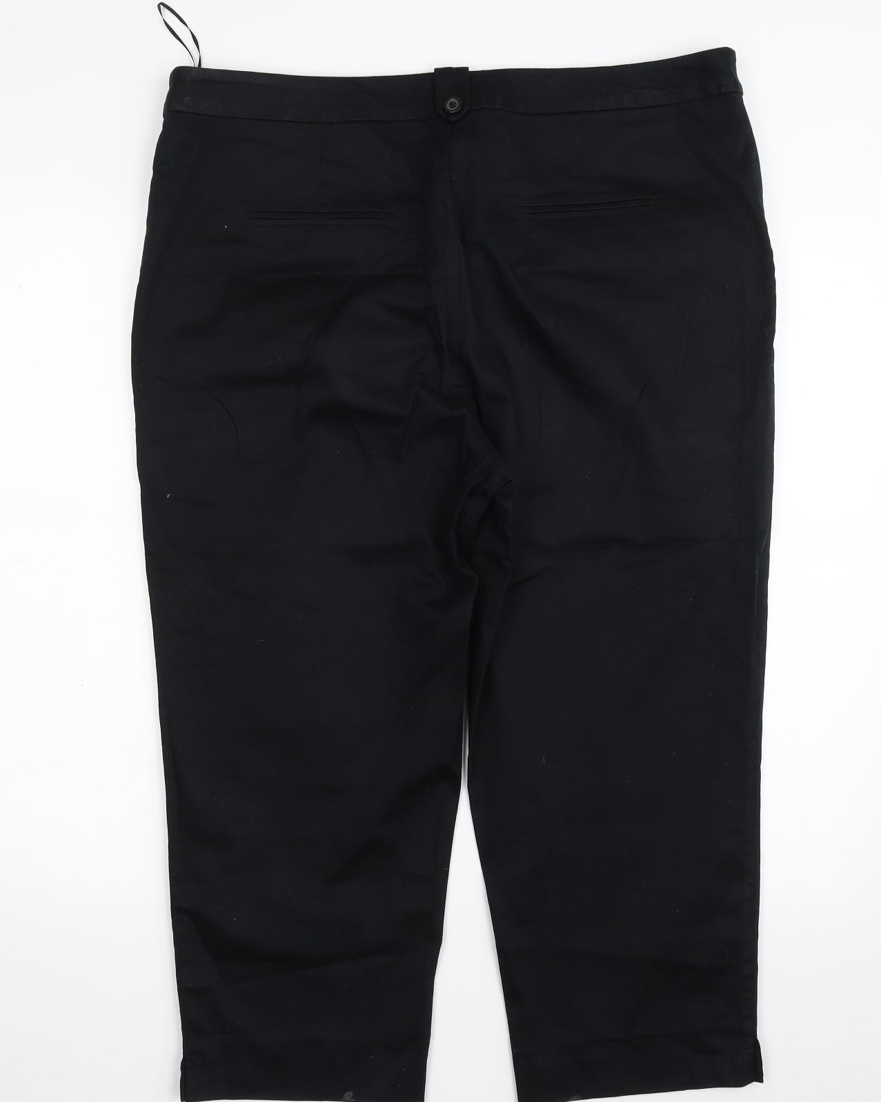 TU Womens Black  Cotton Capri Trousers Size 18 L23 in Regular Zip