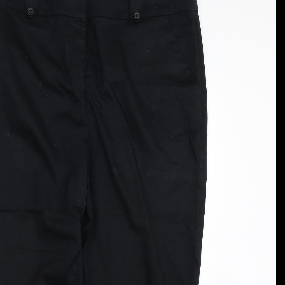TU Womens Black  Cotton Capri Trousers Size 18 L23 in Regular Zip
