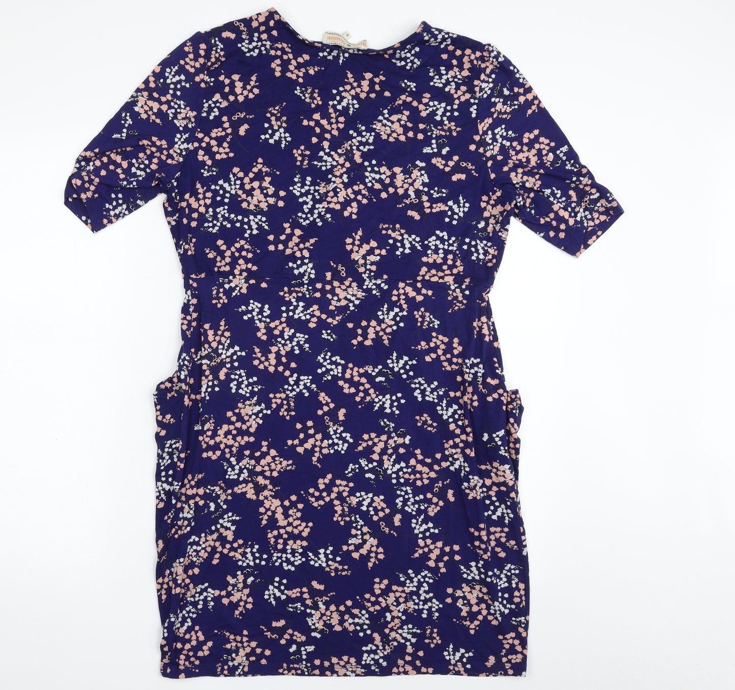 Billie & Blossom Womens Blue Floral Viscose Wrap Dress  Size 18  V-Neck Pullover