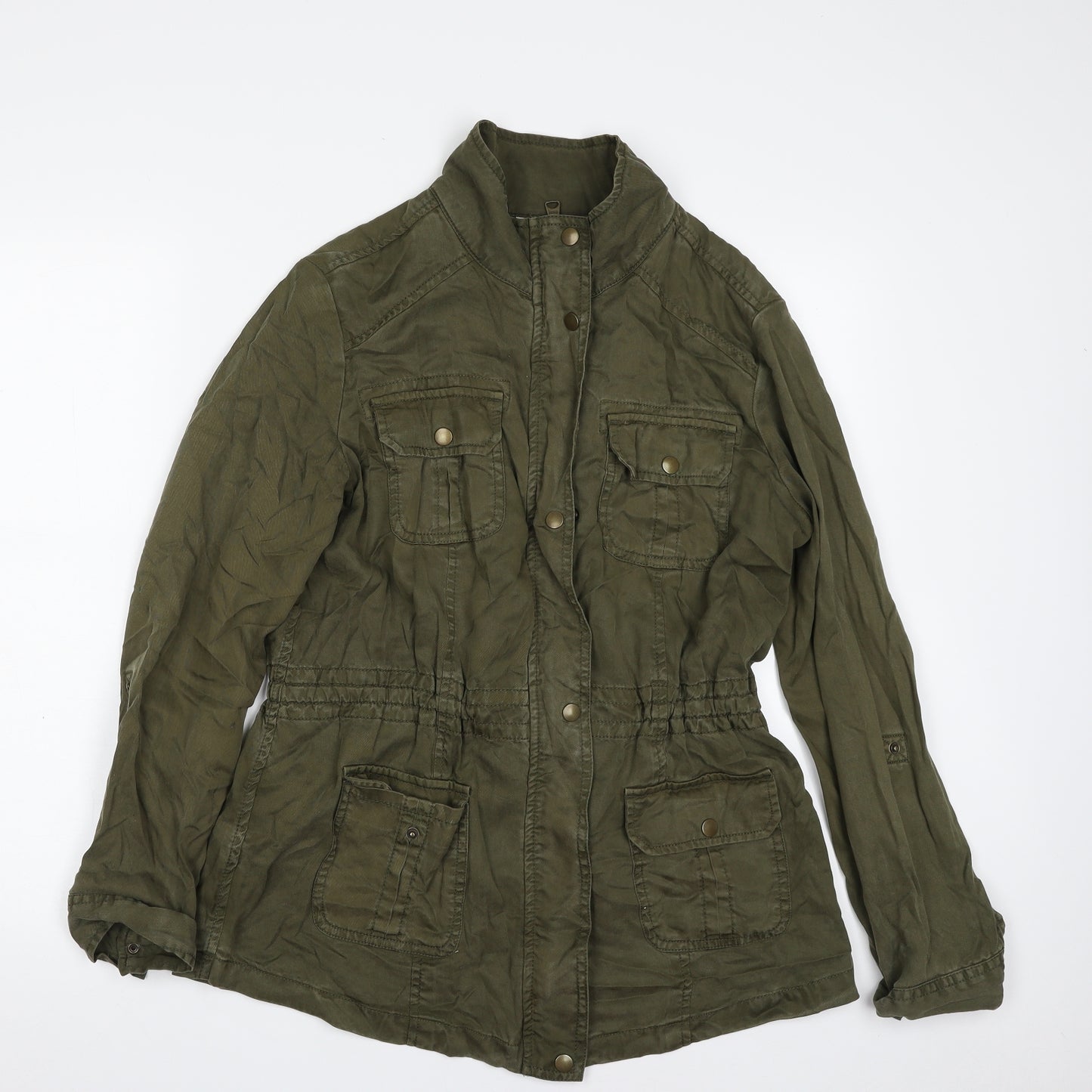 Marks and Spencer Womens Green   Military Jacket Jacket Size 12  Zip