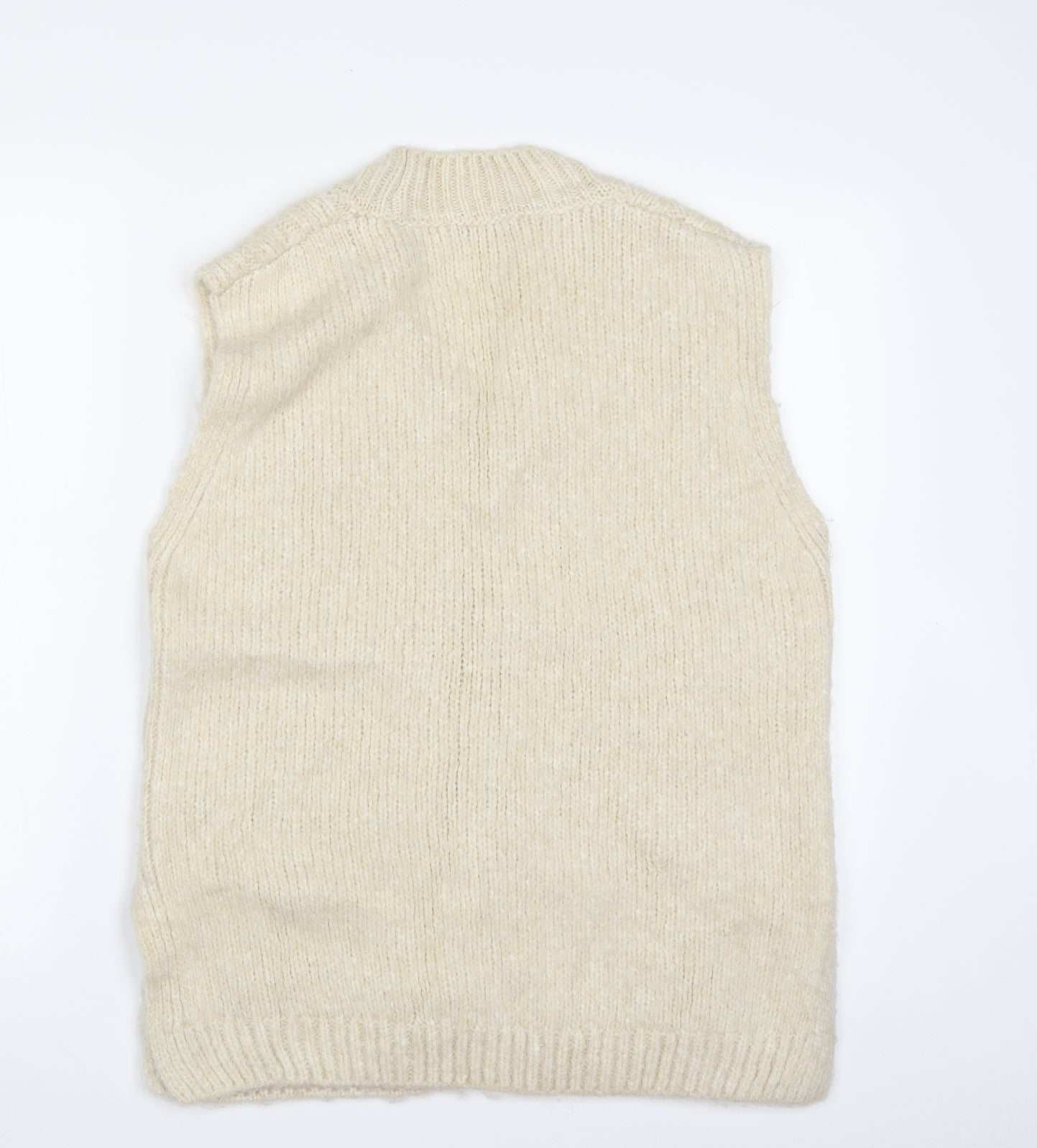 George Womens Beige V-Neck  Acrylic Vest Jumper Size 12   - Size 12-14