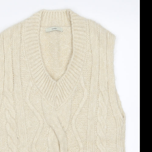George Womens Beige V-Neck  Acrylic Vest Jumper Size 12   - Size 12-14