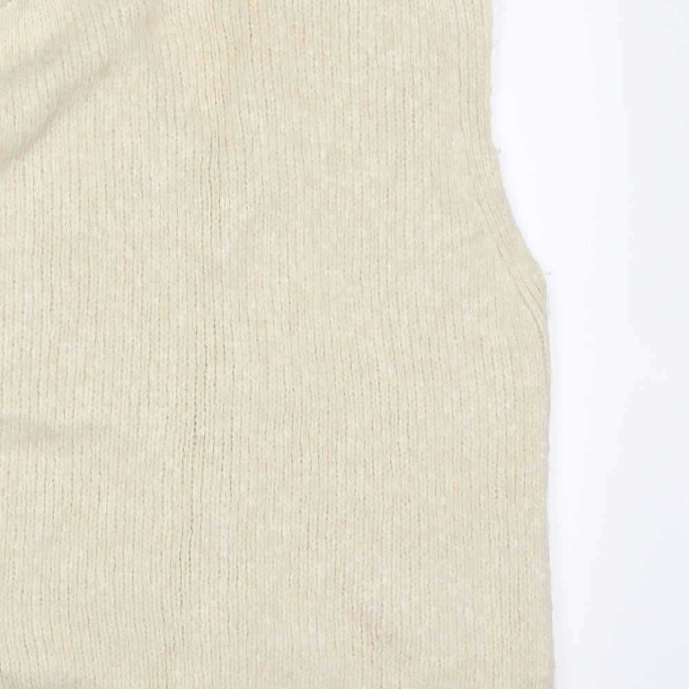 George Womens Beige V-Neck  Acrylic Vest Jumper Size 12   - Size 12-14