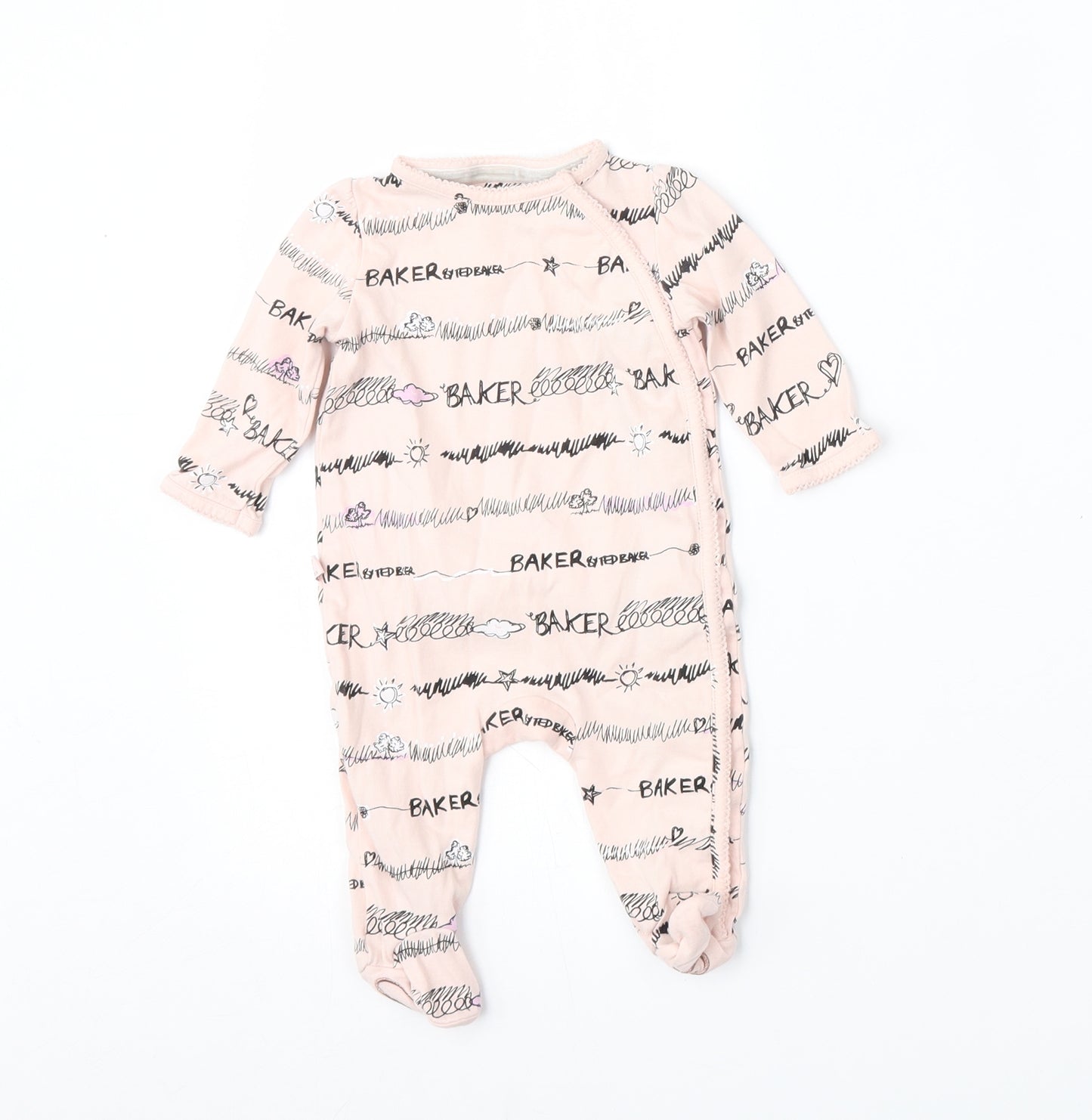 Ted Baker Boys Pink  Cotton Babygrow One-Piece Size Newborn  Button