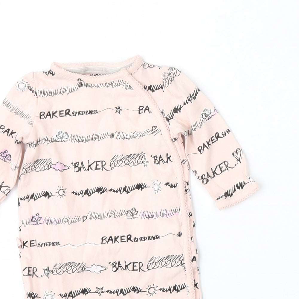 Ted Baker Boys Pink  Cotton Babygrow One-Piece Size Newborn  Button