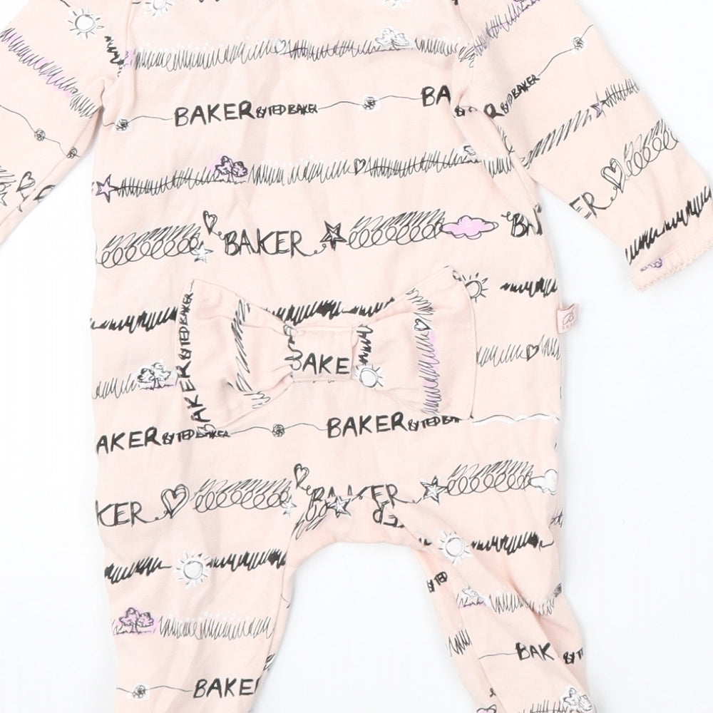 Ted Baker Boys Pink  Cotton Babygrow One-Piece Size Newborn  Button