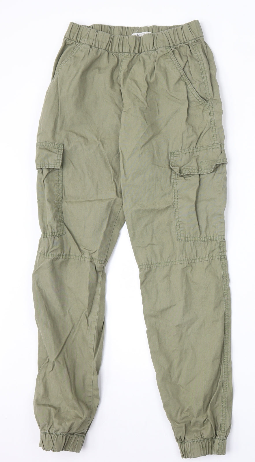 H&M Girls Green  Cotton Cargo Trousers Size 12-13 Years  Regular
