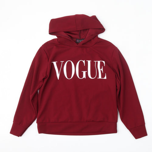 A2Z 4 Kids Girls Red  Polyester Pullover Hoodie Size 13 Years   - Vogue